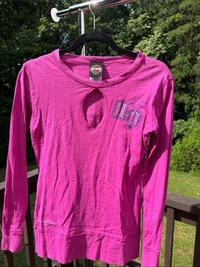 Harley-Davidson Hot Pink Long-Sleeve Keyhole Sweatshirt